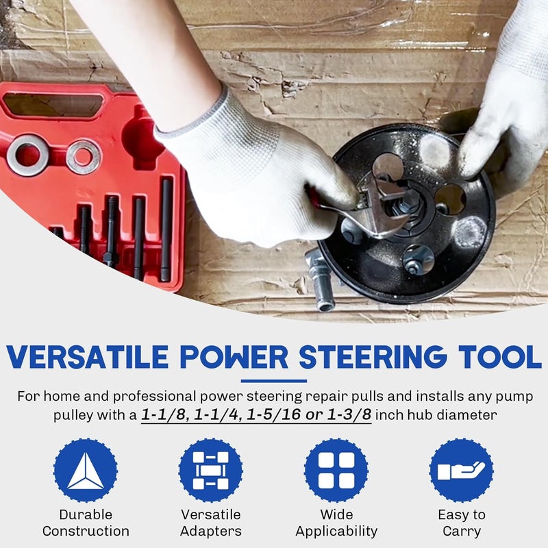 weyleity 12PCS Power Steering Pulley Puller Installer Kit | Vacuum Pump Pulleys Installation Remover for Most Engines, Water Pump, Alternator Pulleys - Image 5
